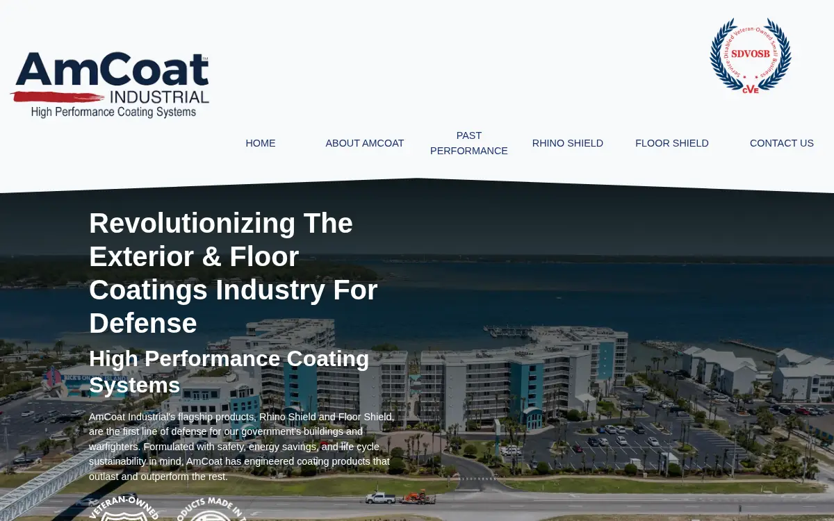 Homepage of Amcoat Industrial, LLC