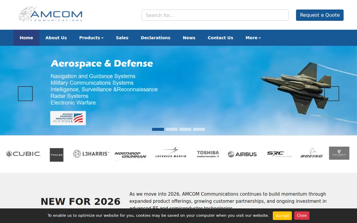 Homepage of Amcom Communications, INC