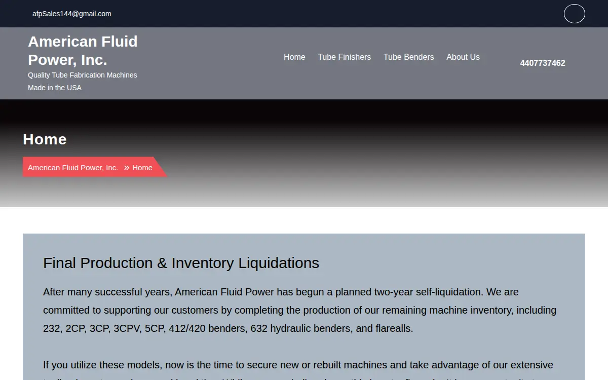 Homepage of American Fluid Power INC