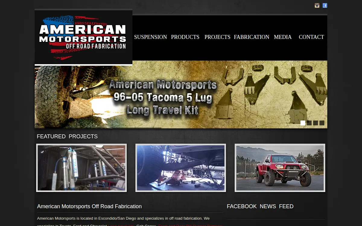 Homepage of American Motorsports Custom Fabrication, LLC
