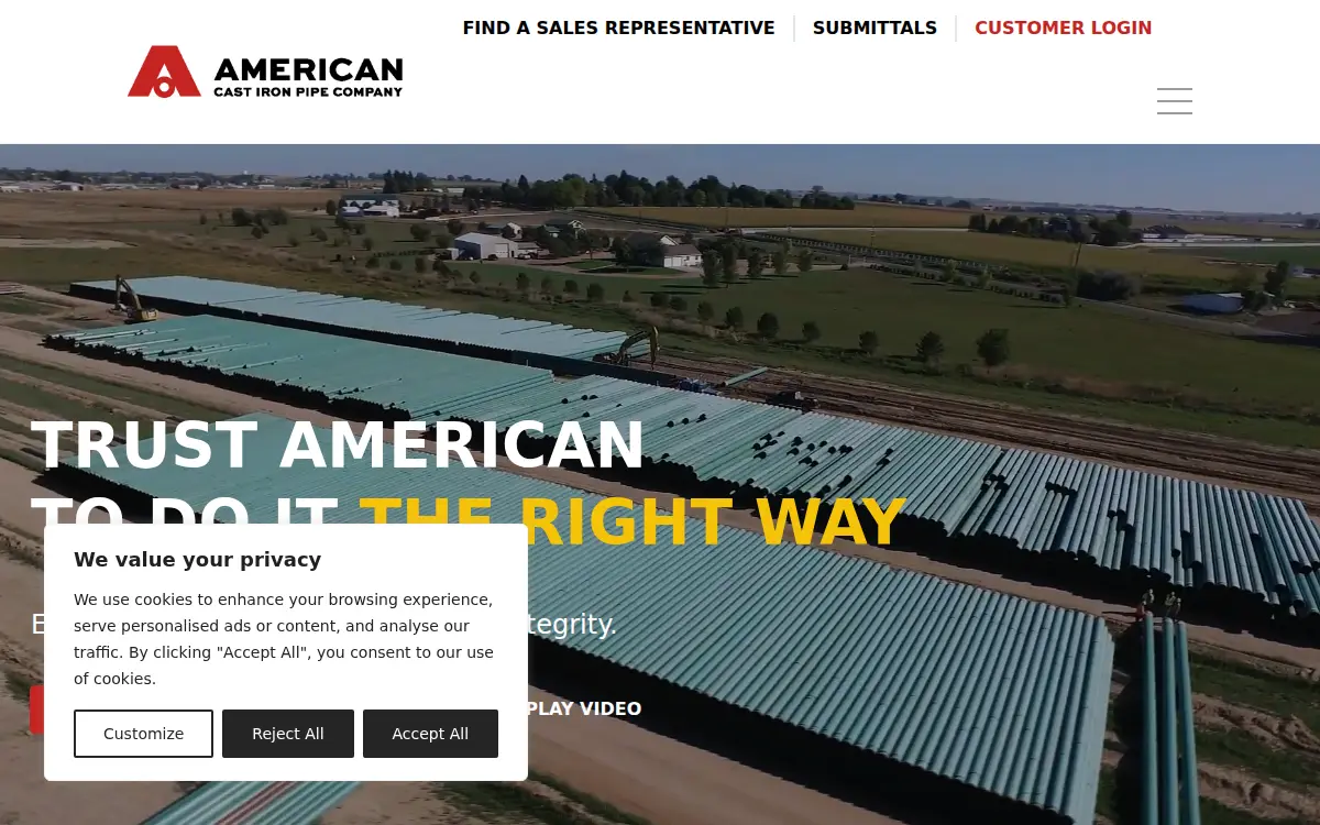 Homepage of American Cast Iron Pipe Company