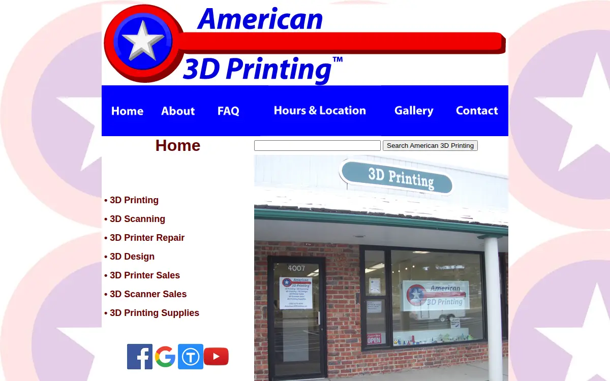 Homepage of American 3d Printing, LLC