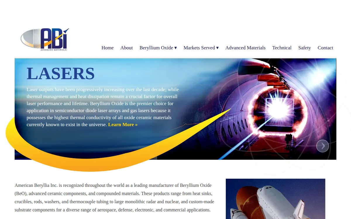 Homepage of American Beryllia INC