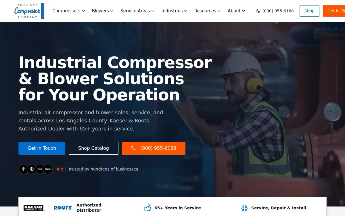 Homepage of American Compressor Company
