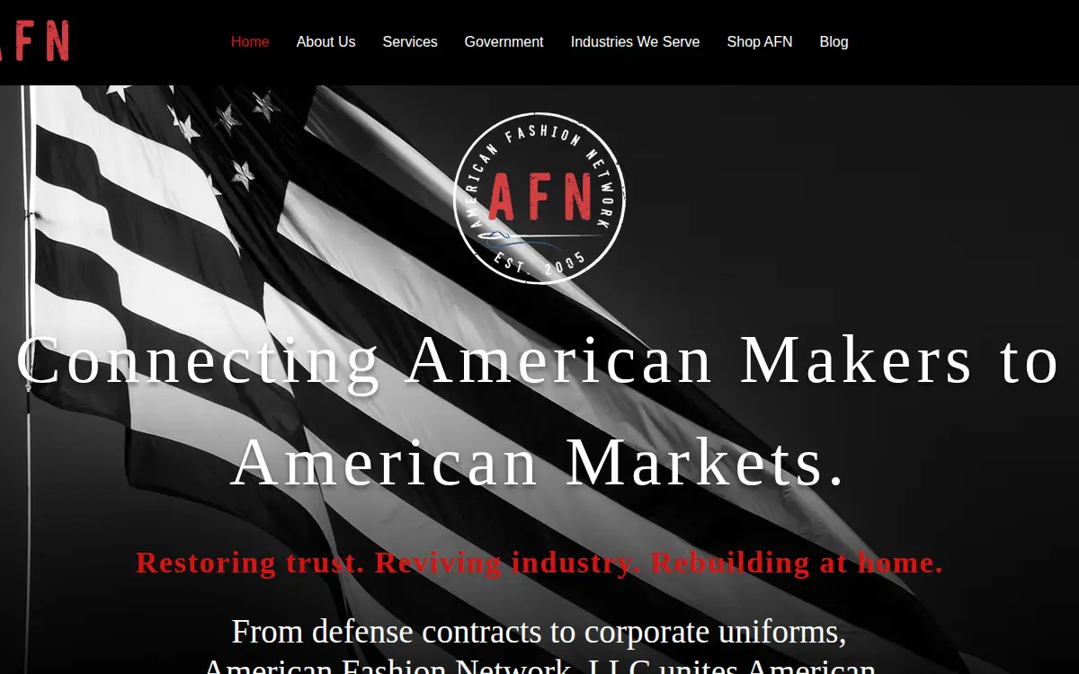 Homepage of American Fashion Network LLC