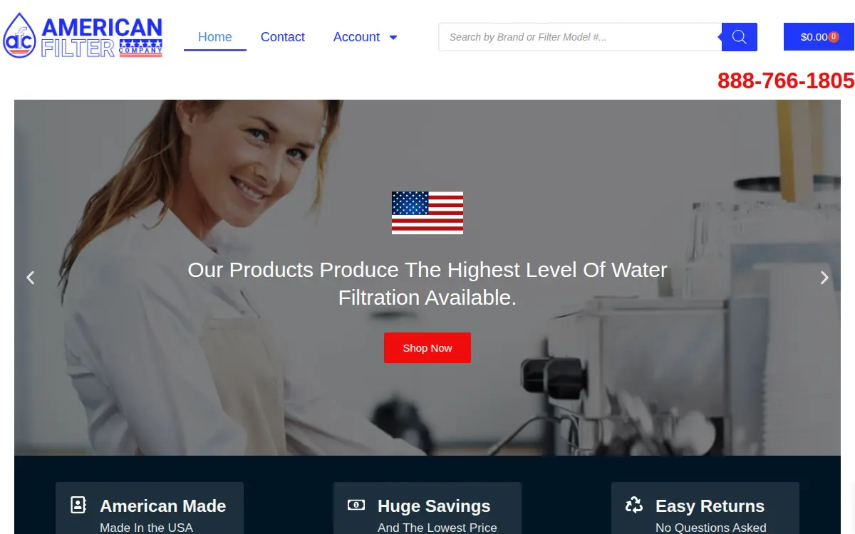Homepage of Water Filter Exchange, INC