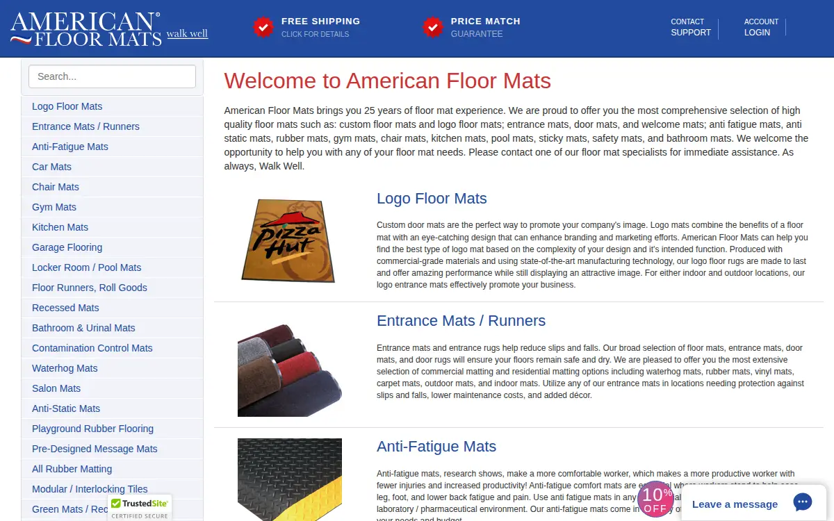 Homepage of American Floor Mats LLC