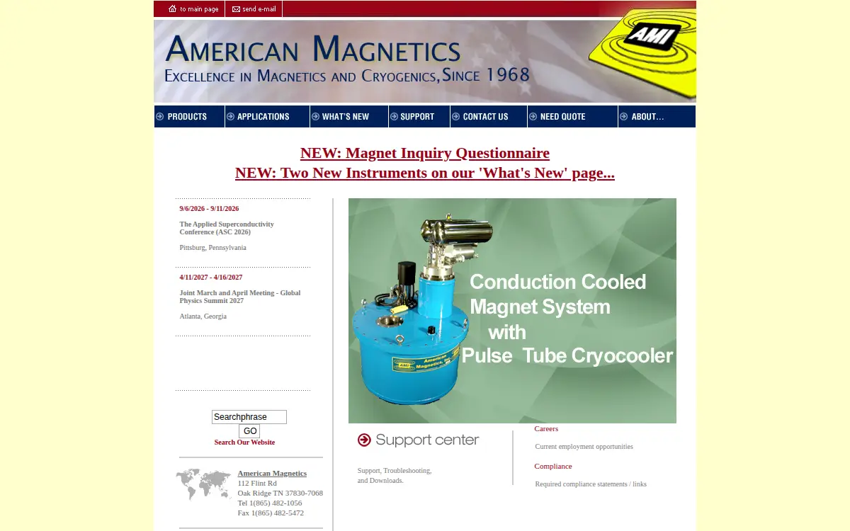 Homepage of American Magnetics INC