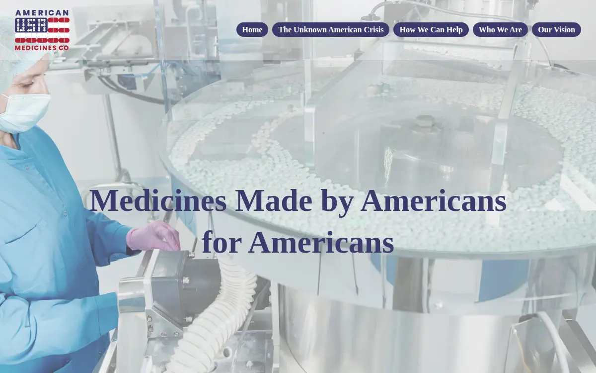 Homepage of American Medicines Company, Pbc