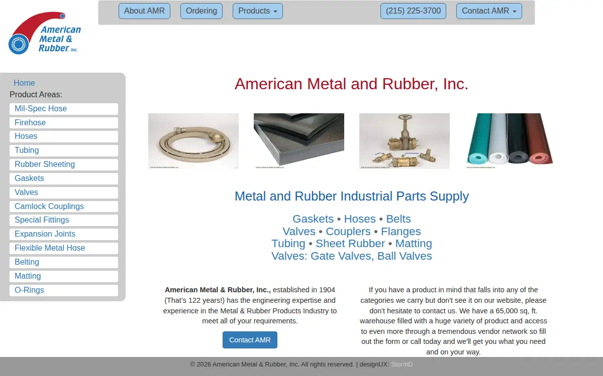 Homepage of American Metal & Rubber INC