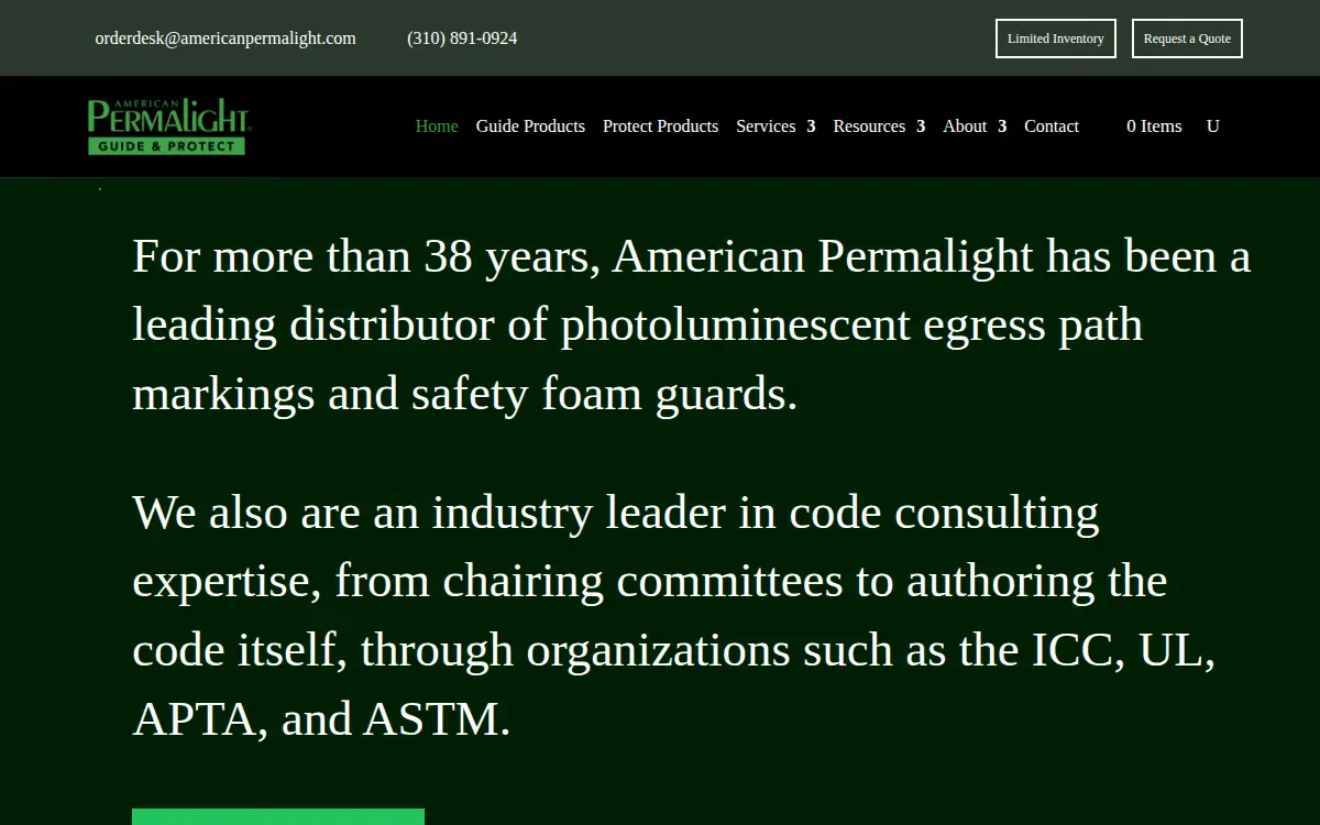 Homepage of American Permalight, INC.