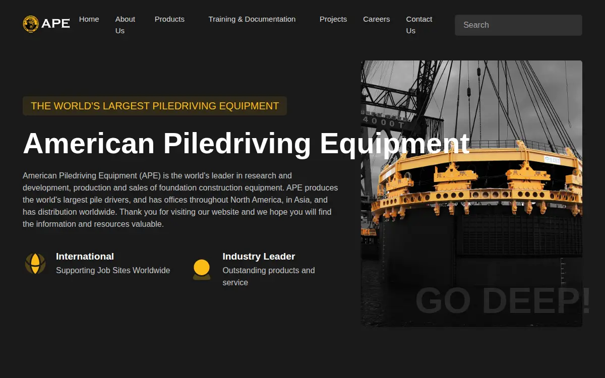 Homepage of American Piledriving Equipment INC