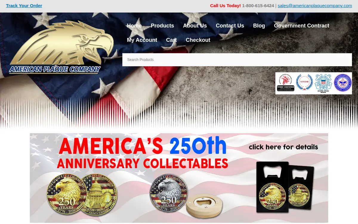 Homepage of American Plaque Company
