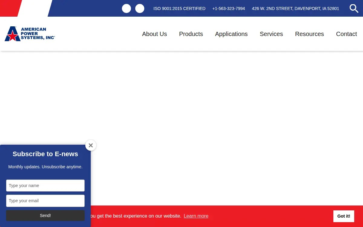 Homepage of American Power Systems, INC.