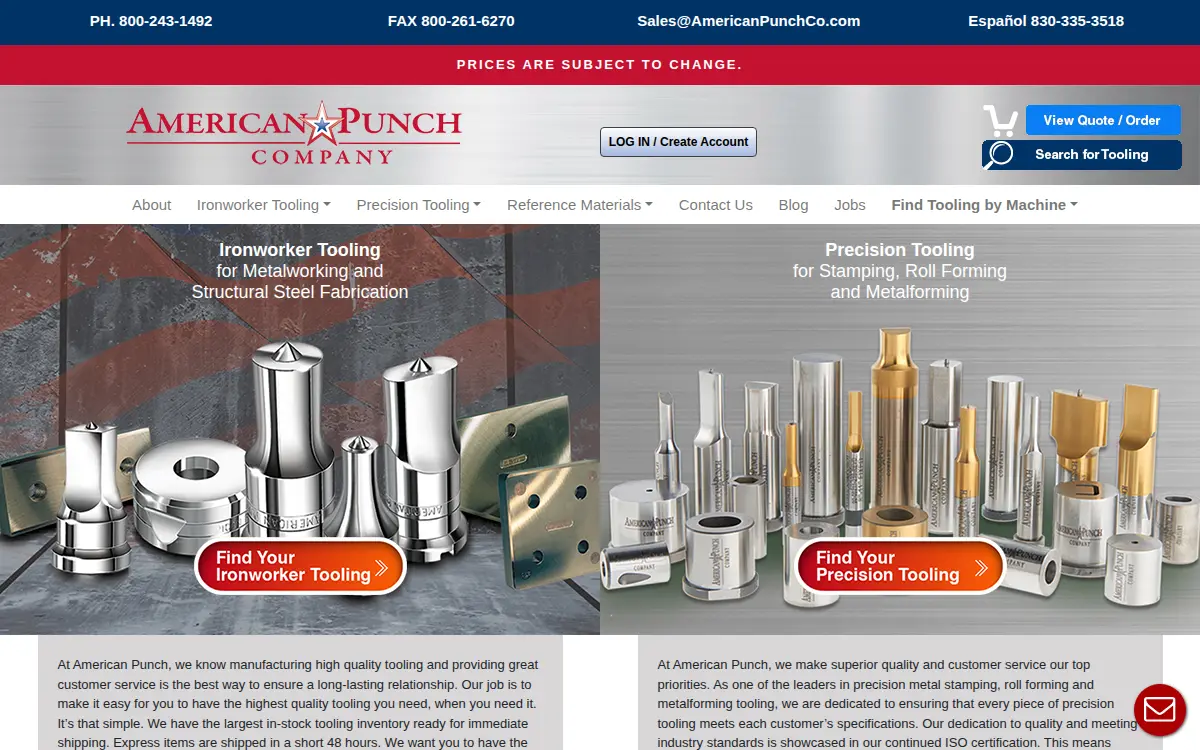 Homepage of The American Punch CO.