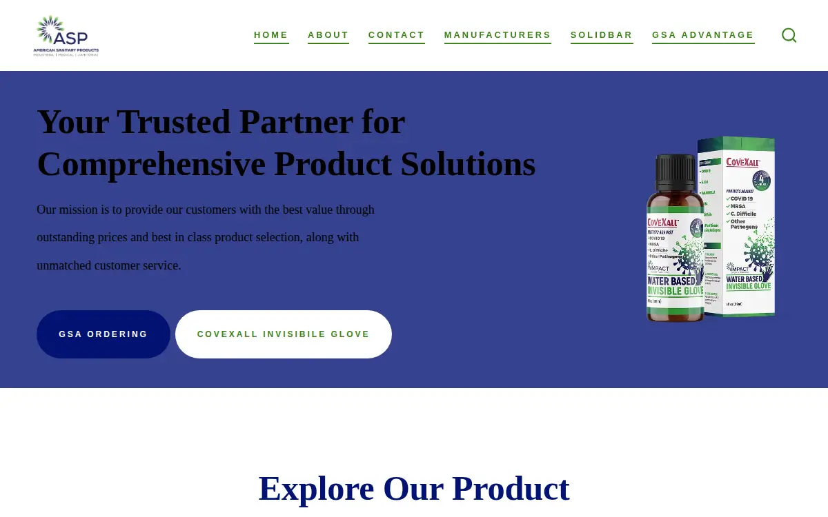 Homepage of American Sanitary Products INC