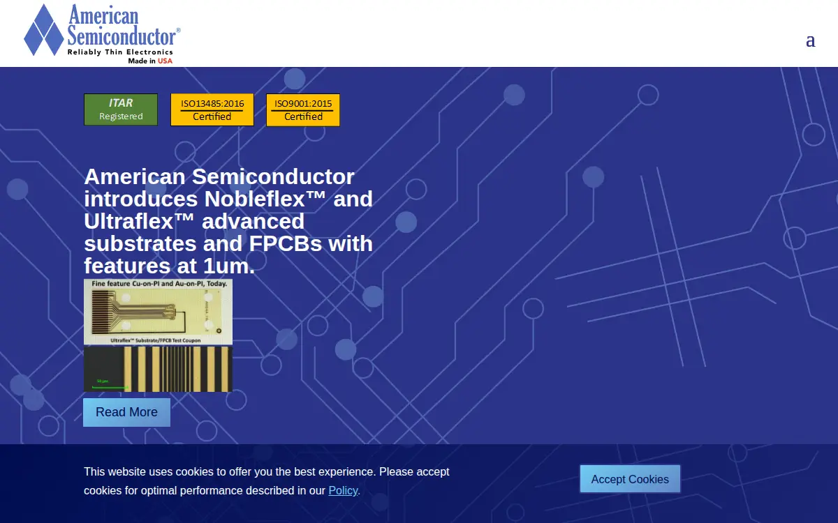 Homepage of American Semiconductor, INC