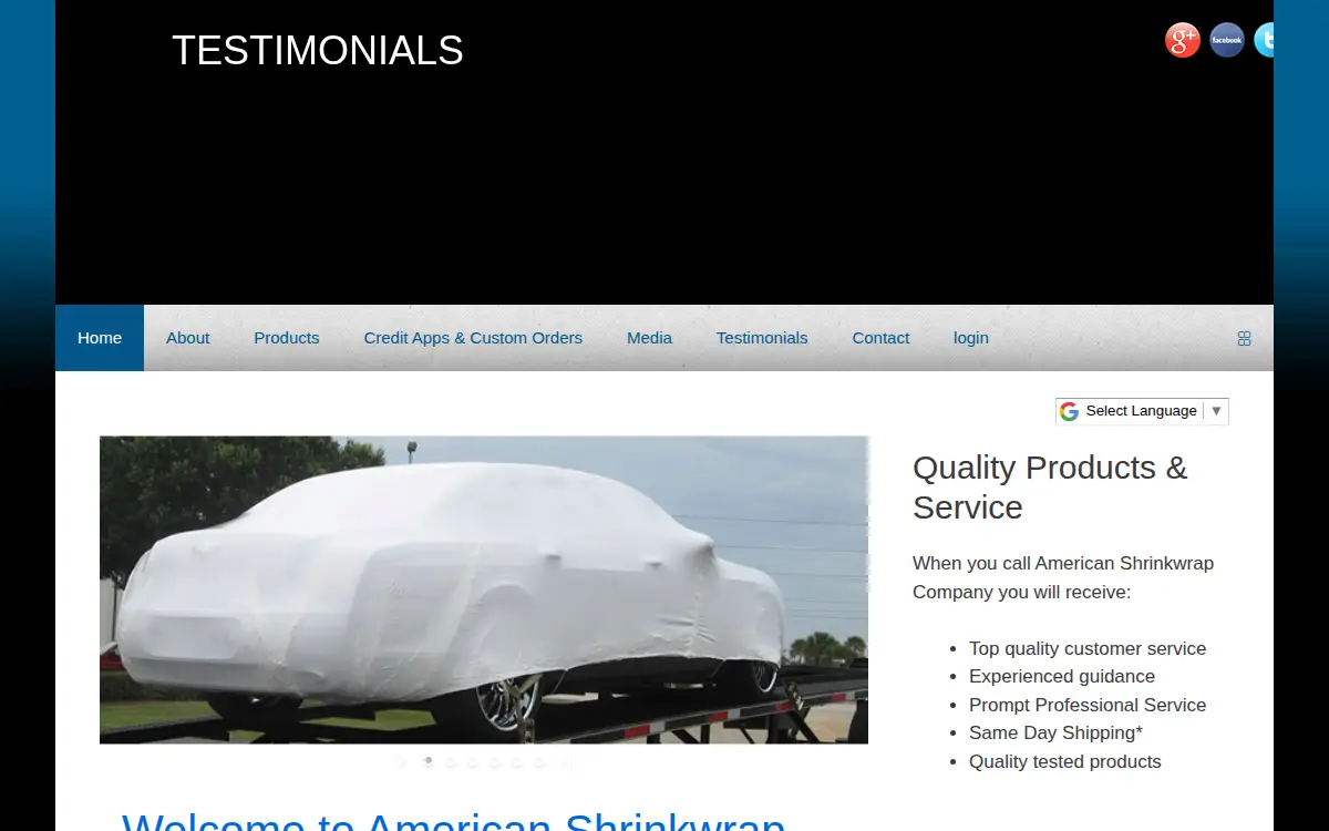 Homepage of American Shrinkwrap Company INC