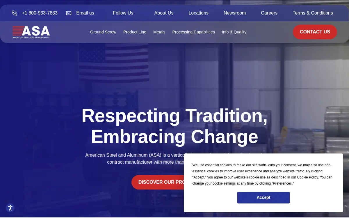 Homepage of American Steel and Aluminum LLC