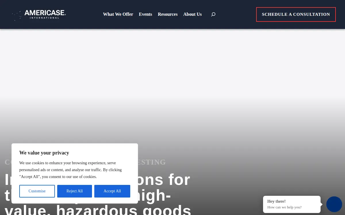Homepage of Americase LLC
