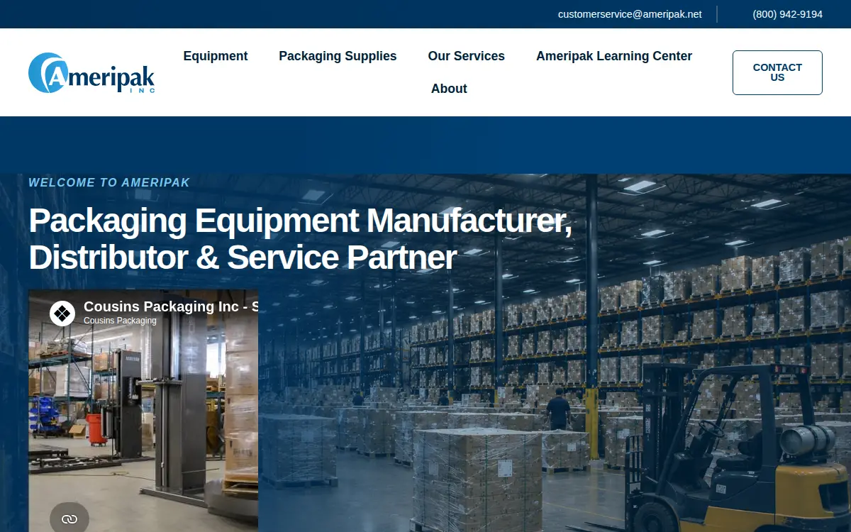 Homepage of Ameripak INC.