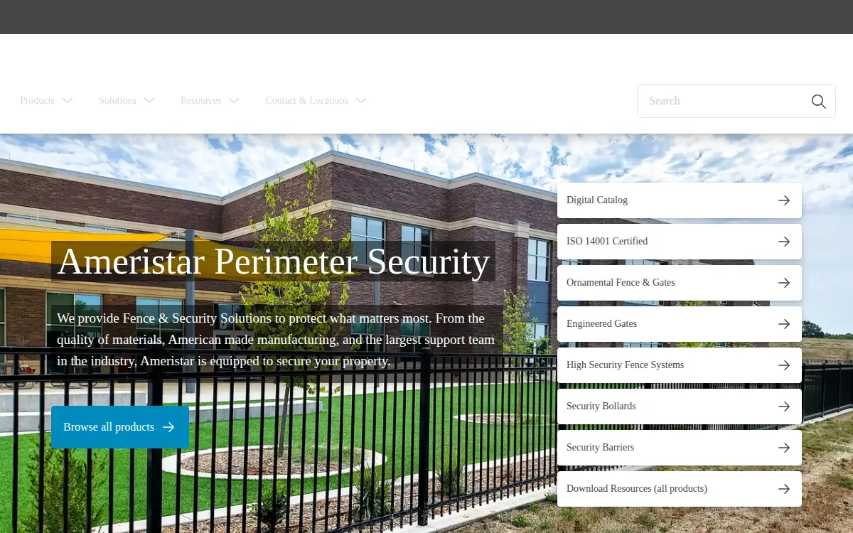 Homepage of Ameristar Perimeter Security USA INC.