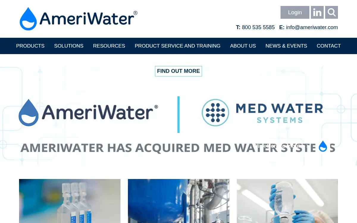 Homepage of Ameriwater, LLC