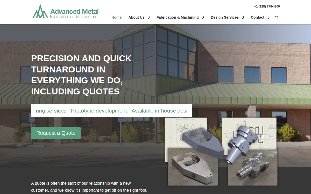 Homepage of Advanced Metal Fabrication and Machine, INC.