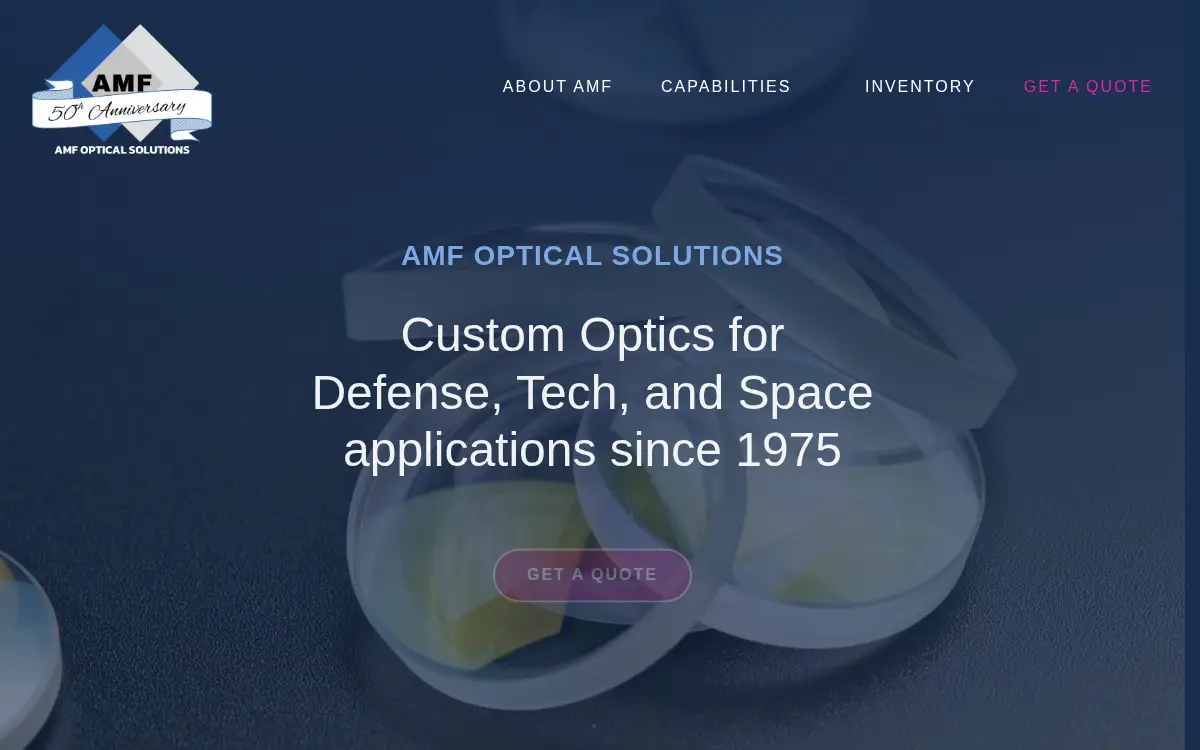 Homepage of Amf Optical Solutions, LLC