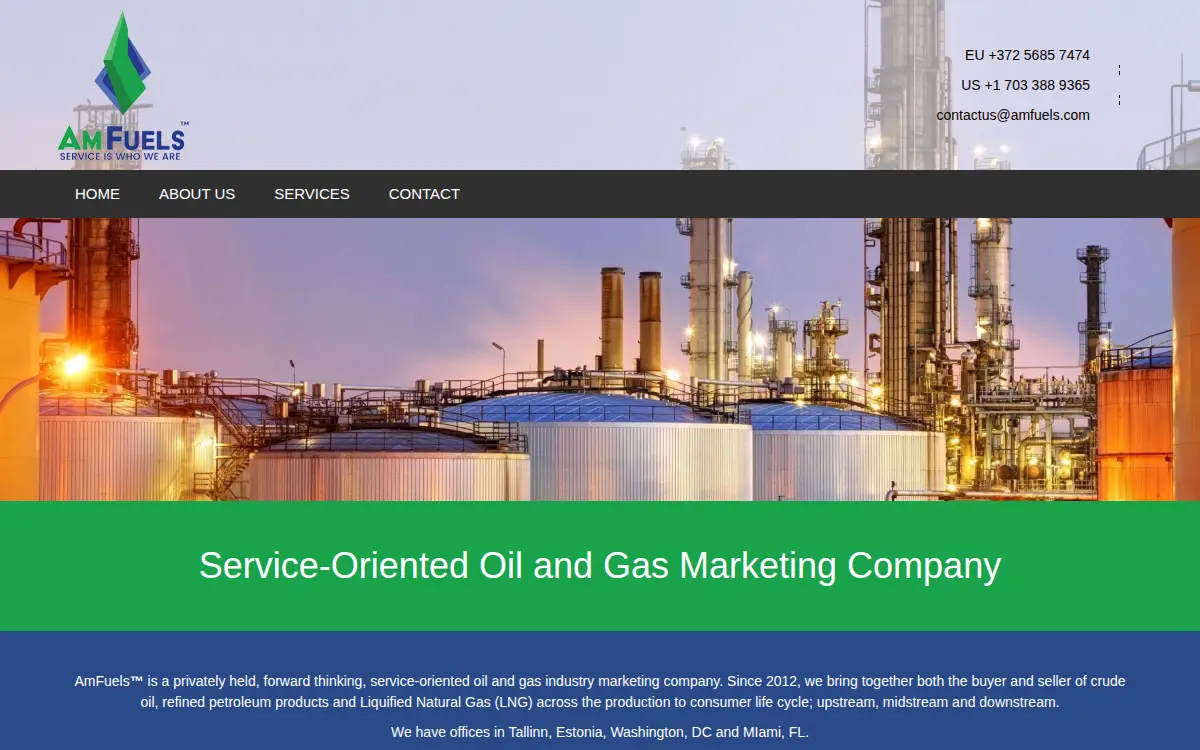 Homepage of Amfuels Intl, INC.