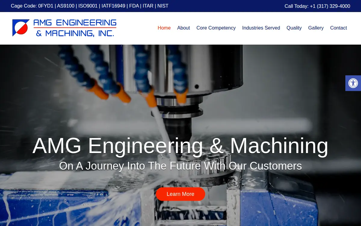 Homepage of Amg Engineering and Machining, INC.