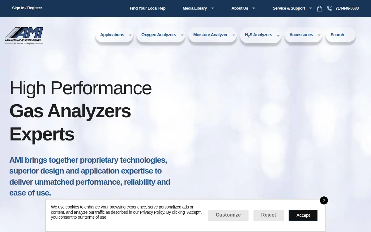 Homepage of Advanced Micro Instruments, INC.