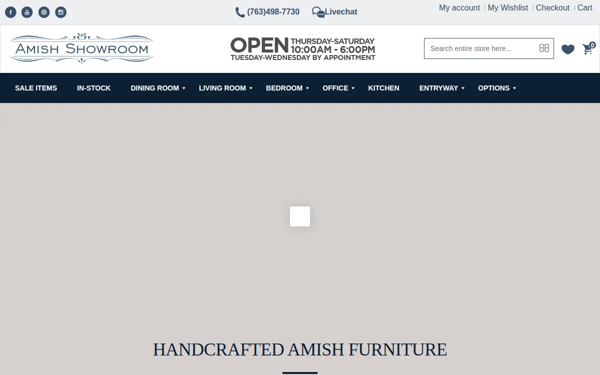 Homepage of Amish Showroom, INC.