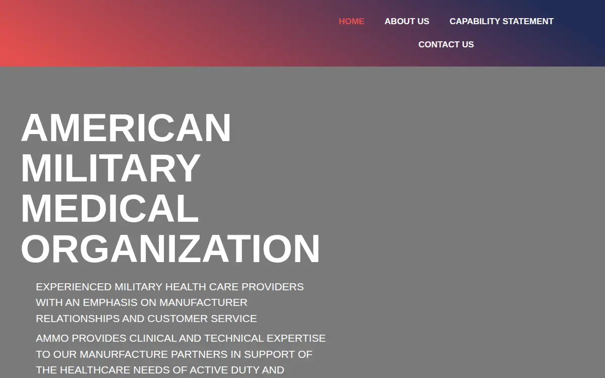 Homepage of American Military Medical Organization LLC