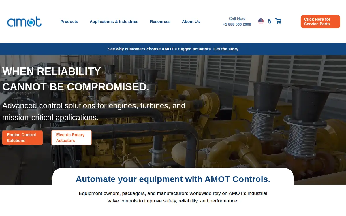 Homepage of Amot Controls LLC