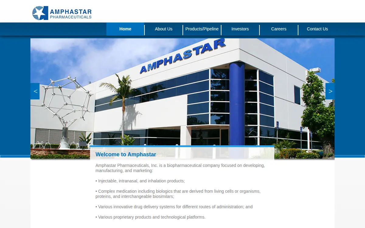 Homepage of Amphastar Pharmaceuticals, INC.