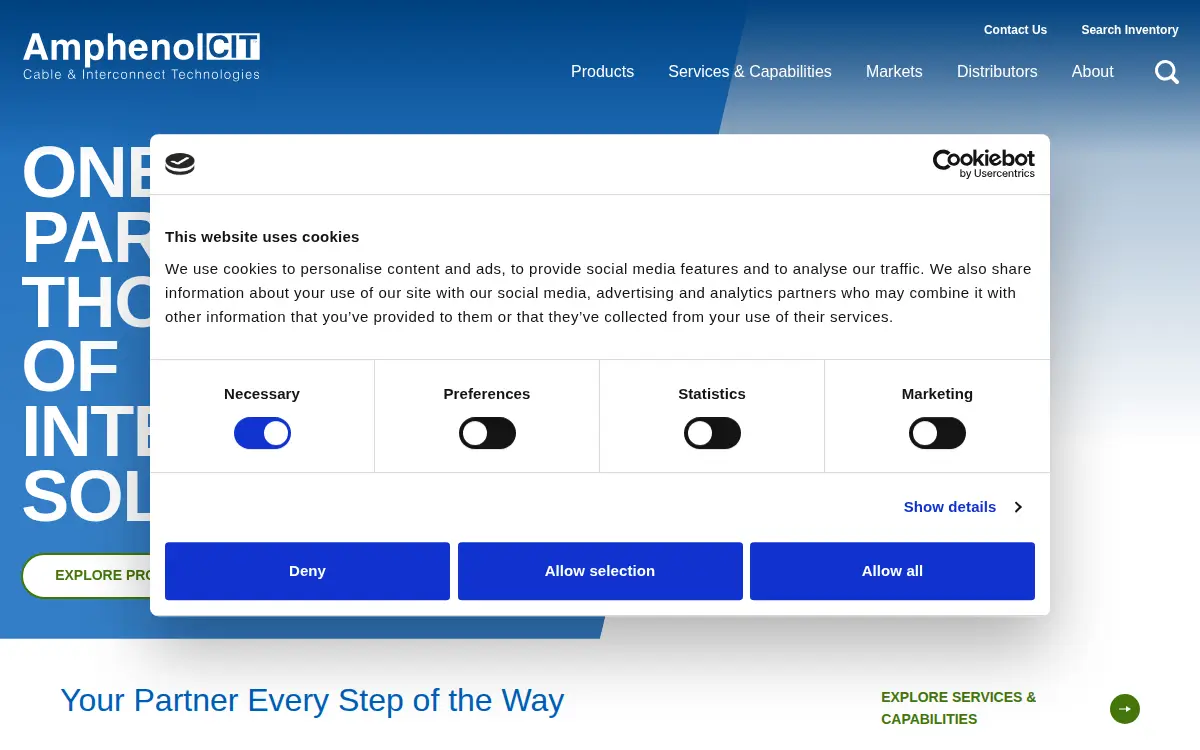 Homepage of Amphenol Cable and Interconnect Technologies, INC