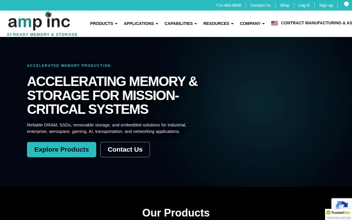 Homepage of Accelerated Memory Production, INC.
