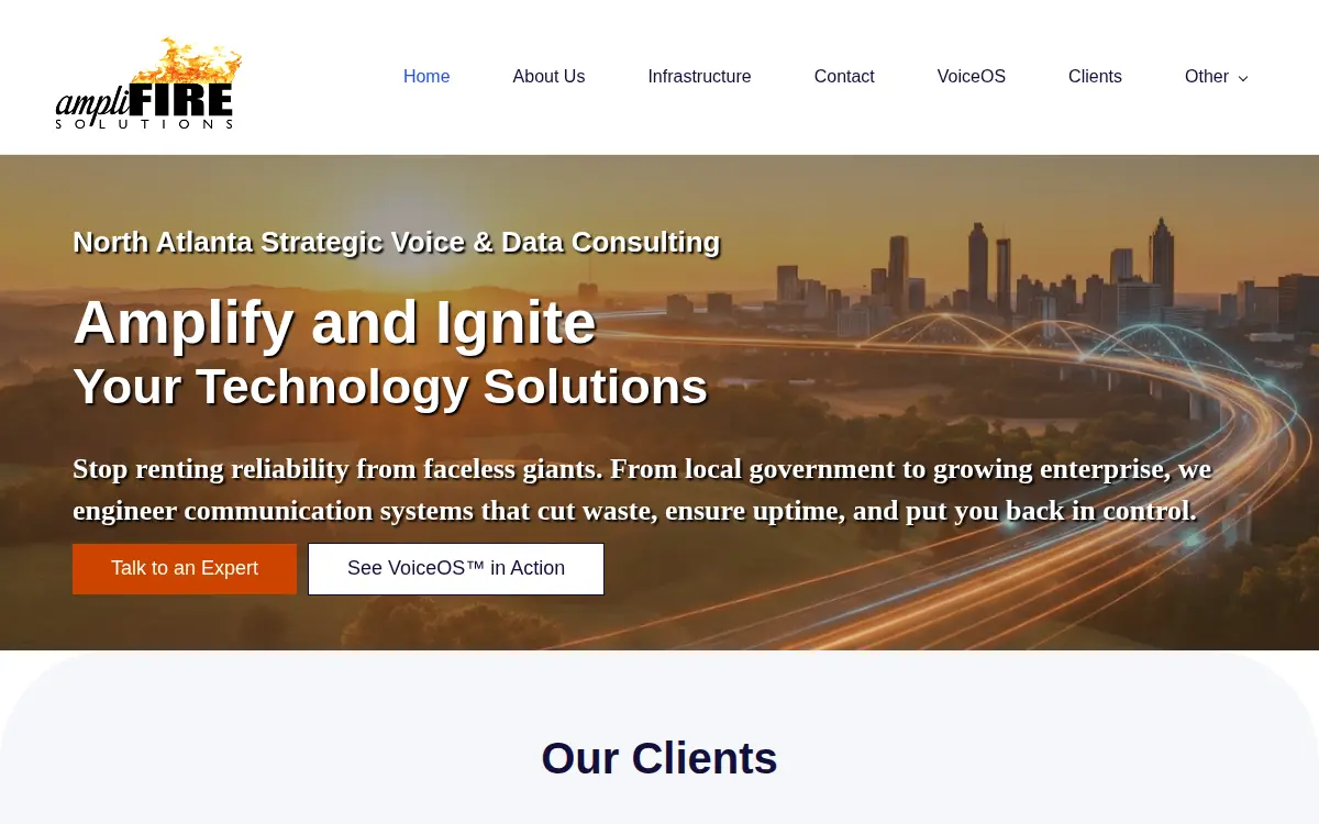 Homepage of Amplifire Security LLC