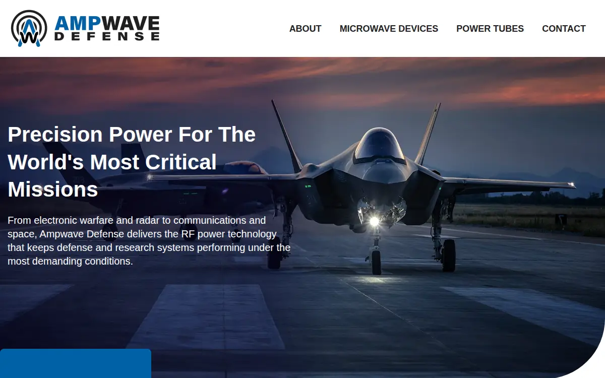 Homepage of Ampwave Defense LLC