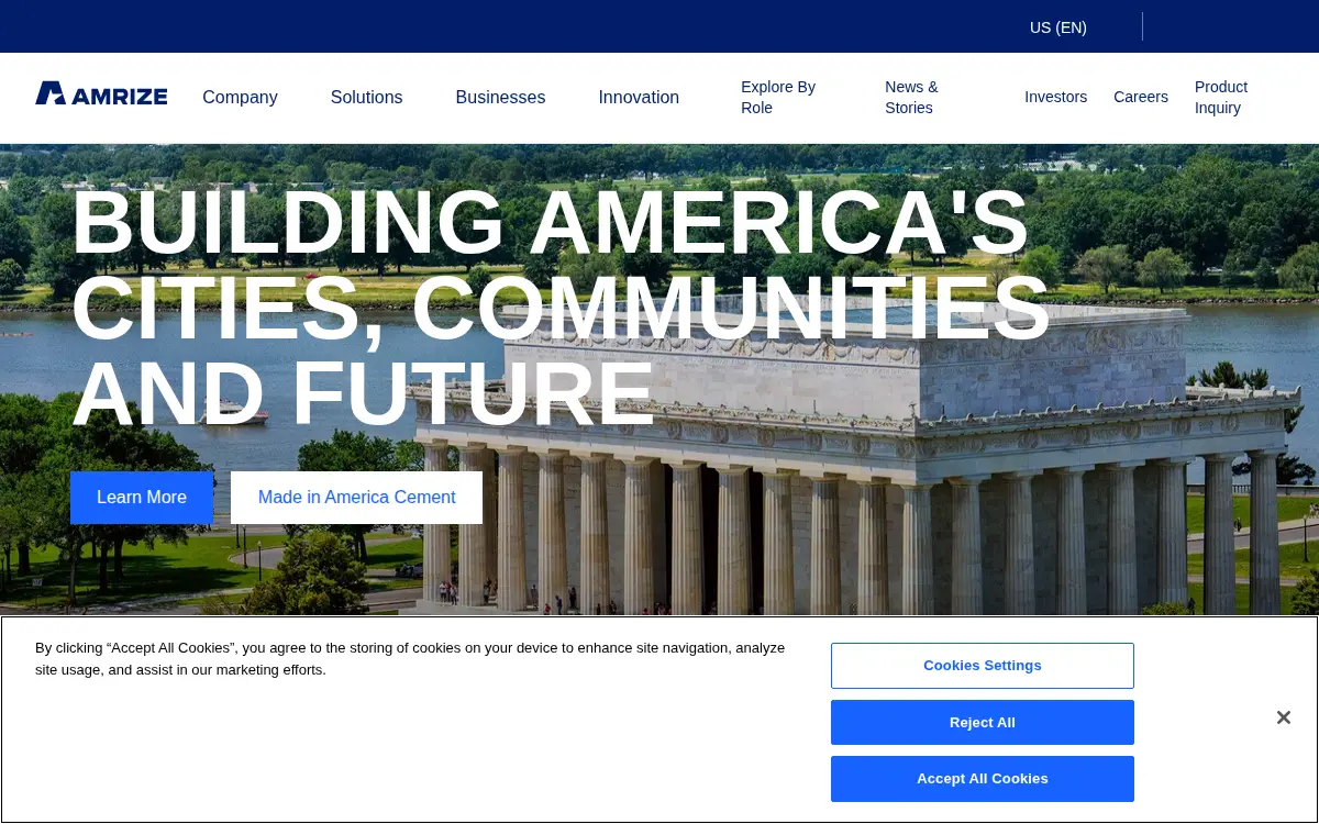 Homepage of Amrize Cement INC.