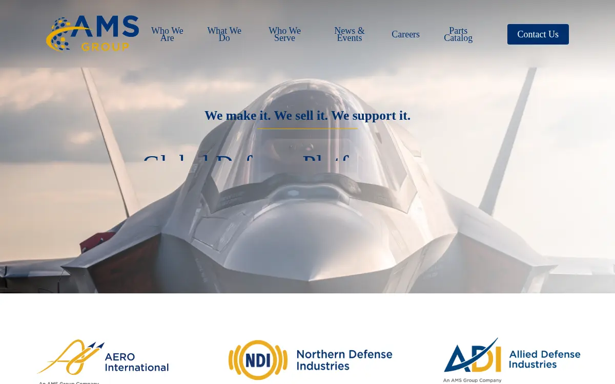 Homepage of Aero International, LLC