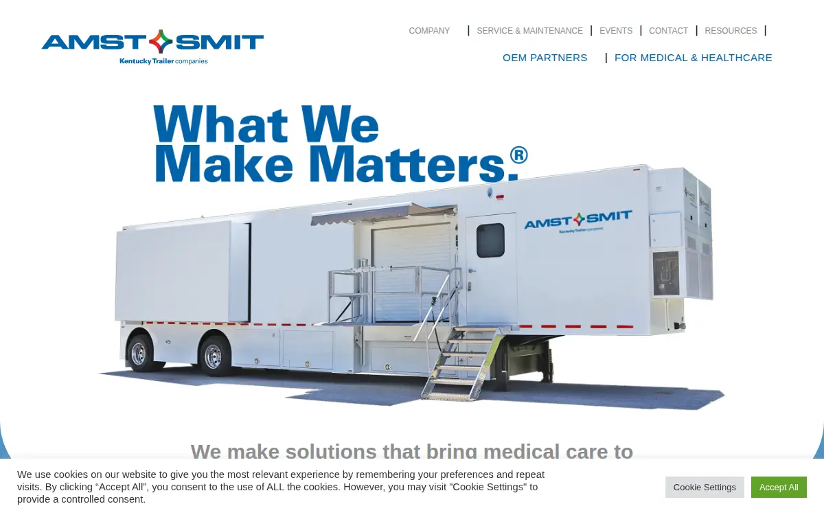 Homepage of Advanced Mobility & Shelter Technologies, LLC