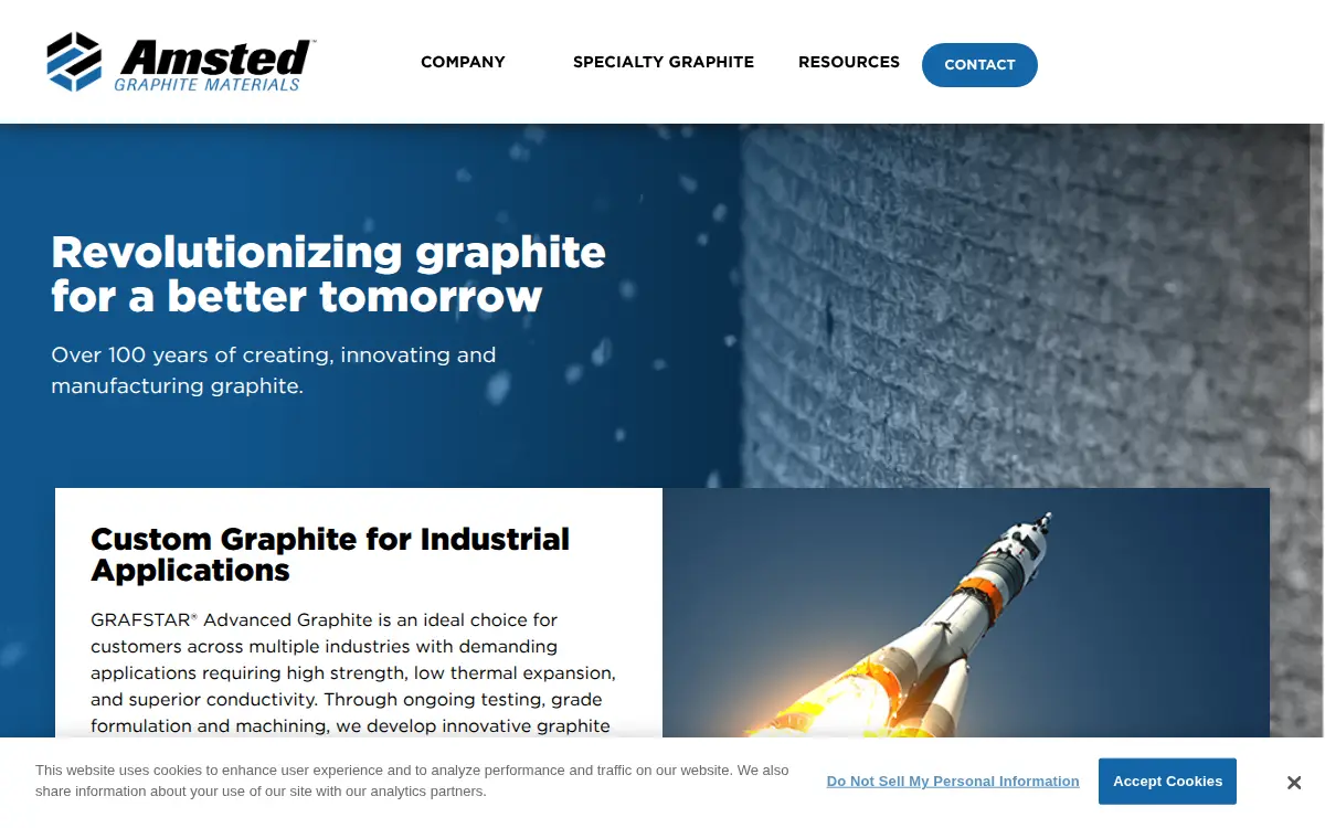 Homepage of Amsted Graphite Materials, LLC