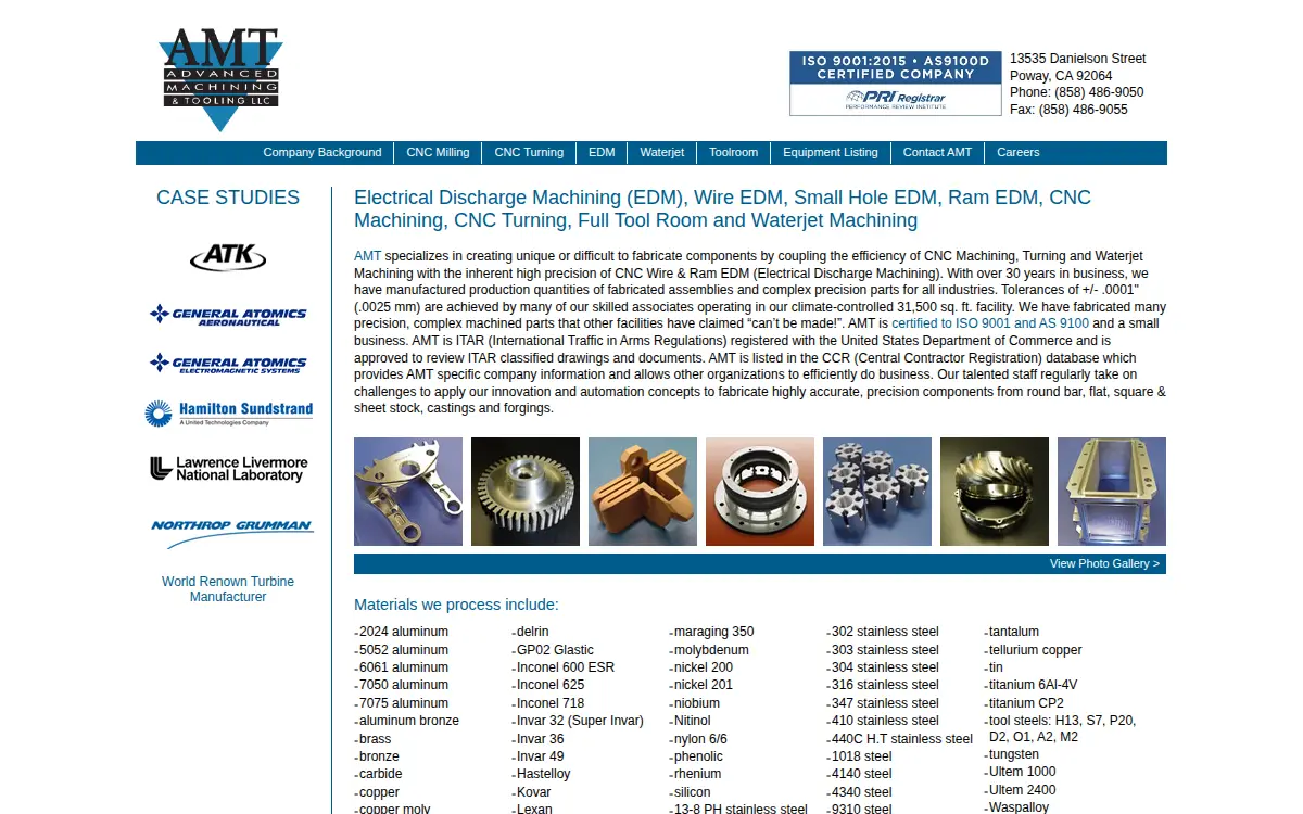Homepage of Advanced Machining and Tooling, LLC
