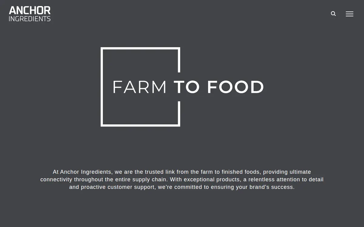 Homepage of Anchor Ingredients CO LLC