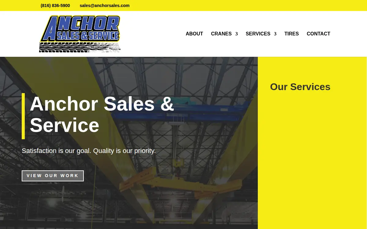 Homepage of Anchor Sales and Service Co., INC.