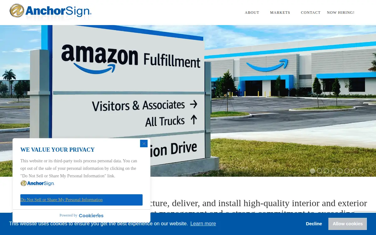 Homepage of Anchor Sign, INC