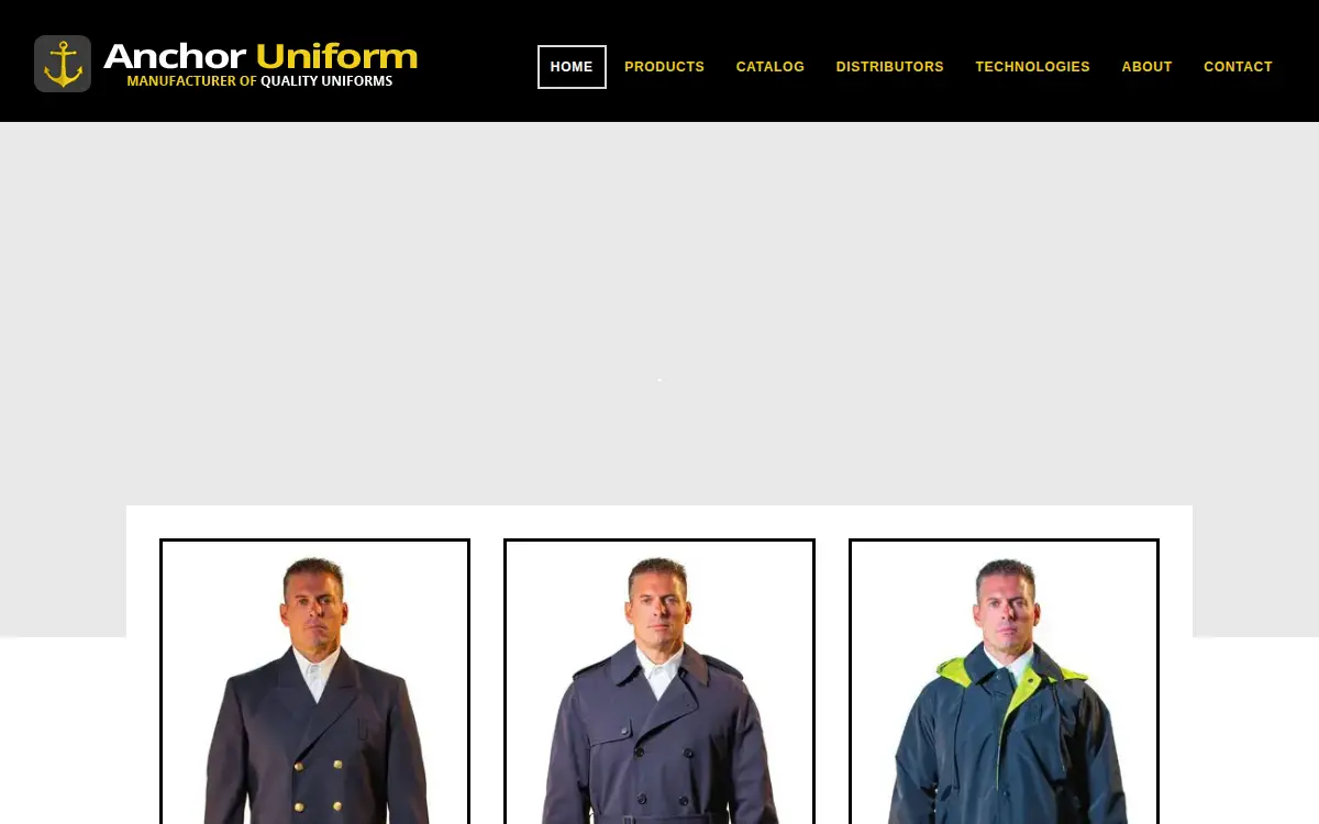 Homepage of Anchor Uniform Manufacturing, LLC