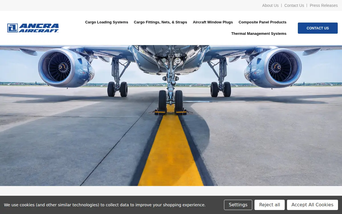 Homepage of Ancra International LLC